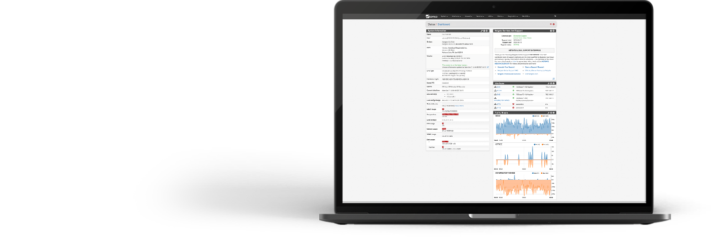 Interfaz gráfica de administración pfSense+ en portátil